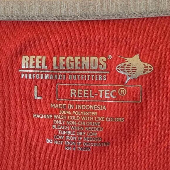 Reel Legends Mens Performance UPF 50 Orange Short Sleeve Shirt Large - Picture 3 of 10